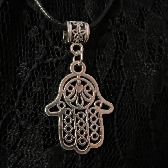 Hamsa Hand Protection Pendant with a smaller Hamsa Hand charm for back of neck - Picture 4 of 10